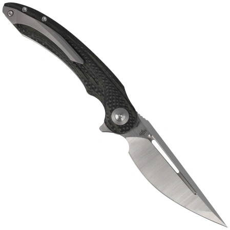 Bestech Irida Black/Green Carbon Fiber/G10, Satin 14C28N by Kombou Knife (BG25F)