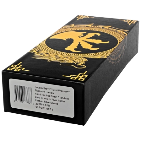 Nóż składany Microtech Socom Bravo Mini Warcom Titanium/Carbon Fiber, Blue HW, Hand Rubbed Satin M390 by Tony Marfione (263M-4CFTI)