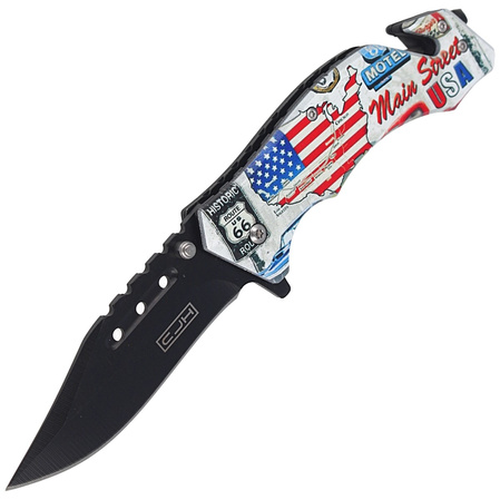 Herbertz CJH US Flag Rescue Knife, Black Blade 420 (44004)