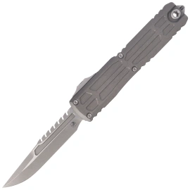 Microtech Ultratech Gen III EX-ZBP Interceptor Signature OTF Knife Natural Clear Aluminum, Apocalyptic M390MK by Tony Marfione (1117EX-10APNCS)