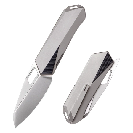 Nóż składany Remette Woodpecker Gray Titanium, Hand Grinding Pearlescent M390 (RTWP-T)