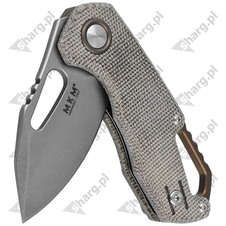 Nóż składany MKM Isonzo Clip Point Green Canvas Micarta, Stonewashed M390 by Jesper Voxnæs (MK FX03M-3GC)