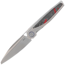 Rike Knife Baidi S Titanium/Red Carbon Fiber, Bead Blasted M390 (RK-Baidi-S-P/RCF)