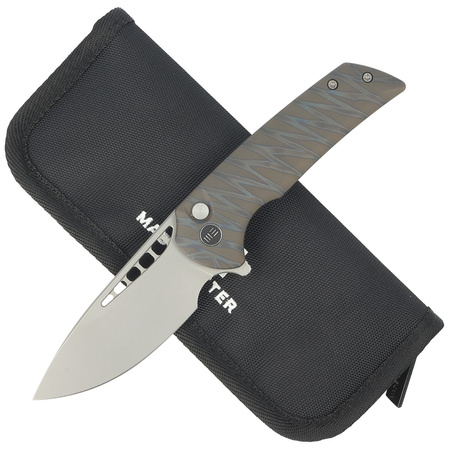 Nóż składany WE Knife Mini Malice Tiger Stripe Pattern Flamed Titanium, Silver Bead Blasted CPM 20CV by Ferrum Forge Knife Works (WE054BL-6)