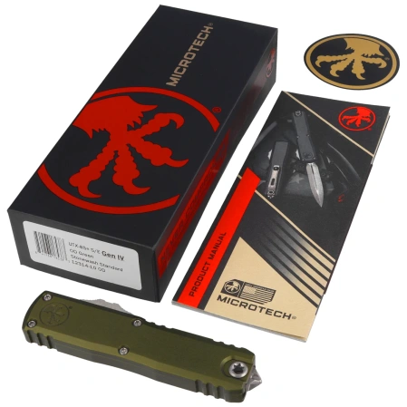 Microtech UTX-85 Gen IV S/E OTF Knife OD Green Aluminum, Stonewashed M390MK by Tony Marfione (12314-10OD)