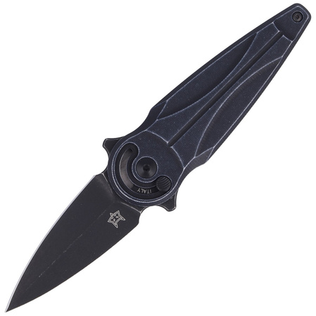 FOX Saturn Left Handed Knife, Black Aluminium, Black Stone washed N690Co by Denis Simonutti (FX-551 SX ALB)