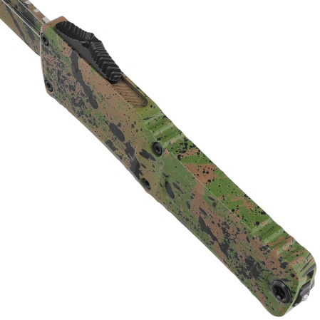 Nóż automatyczny OTF Microtech Combat Troodon Gen III Bowie Signature OD Green/Tan W/Black Splatter Aluminium, OD Green/Tan W/Black Splatter M390MK by Tony Marfione (1146-1ODTA BKSPLS)