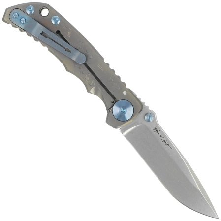 Spartan Blades Harsey Folder King Tut Bronze Titanium, Blue HW, Stonewashed MagnaCut by William W. Harsey (SF5KTUT)