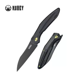 Kubey Barracuda Knife Black Titanium, Blackwashed M390 by Parsons Bladeworks (KB299B)