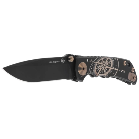 Nóż składany Spartan Blades Harsey Folder Golden Compass Black Titanium, Bronze HW, Black PVD MagnaCut by William W. Harsey (SF5GOLDENCOMPASS)