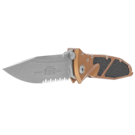 Nóż składany Microtech Socom Elite S/E-M Tan Aluminum, Apocalyptic P/S M390 by Tony Marfione (160-11APTA)