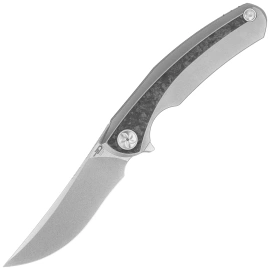 Bestech Sambac Knife Grey Titanium / Marbled Carbon Fiber, Stonewashed / Satin MagnaCut by Ostap Hel (BT2402C)
