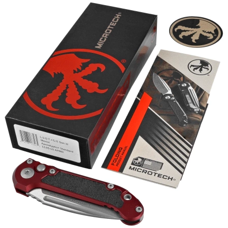 Microtech LUDT Gen III S/E Automatic Knife Merlot Aluminum, Apocalyptic M390MK by Tony Marfione (1135-10APMR)