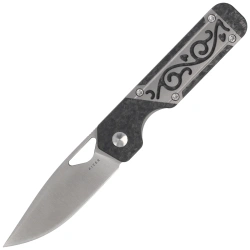 Kizer Mini Militaw Knife Grey Titanium / Carbon Fiber, Satin S45VN by Jonathan Styles (Ki3634SA4)