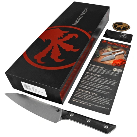 Nóż kuchenny Microtech Utility Black G10, Stonewashed M390MK (3400-10BK)