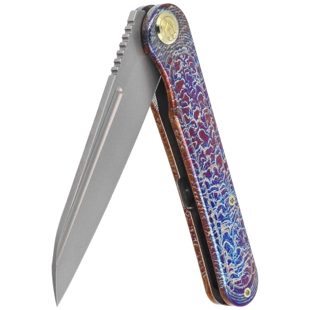 KB Kubey Dandy Knife, Flamed Titanium, Sandblasted CPM S90V by Maksym Tkachuk (KB247H)