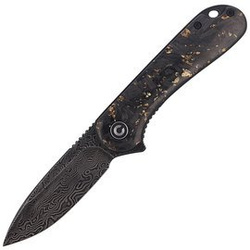 Nóż składany CIVIVI Elementum Flipper Shredded Carbon Fiber / Golden Shred, Black Damascus (C907C-DS1)