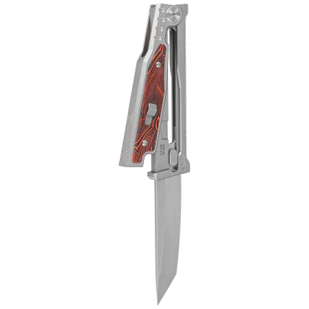 Reate EXO-M Gravity T/E Knife Bead Blasted Titanium/Damascus Red-Black G10, Satin Elmax