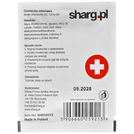 Sharg decontamination wipe neutralizing pepper spray