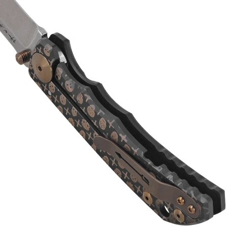 Nóż składany Spartan Blades Harsey Folder ''Gilded Skulls'' Titanium, Stonewashed MagnaCut