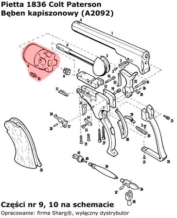 Spare Cylinder for Pietta 1836 Colt Paterson Texas .36  (A2092)