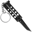 Third Decor Habitat Balisong Poker Knife Keychain, Black Stainless Steel, Black 420 (TH-K0101N)