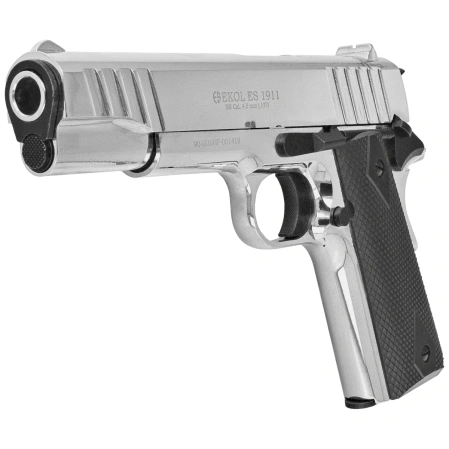 Zestaw pistolet wiatrówka Voltran Ekol ES 1911 v2 Shiny 4.5 mm - Blow Back, 1500 BBs, 10 kapsuł, tarcze