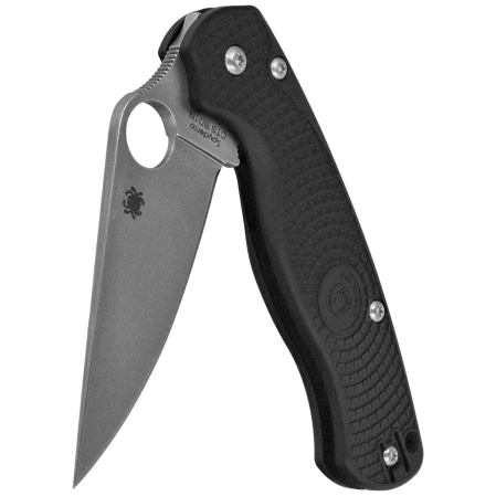 Spyderco Para Military 2 Knife Lightweight Black FRN, Satin CTS-BD1N by Sal and Eric Glesser (C81PBK2)