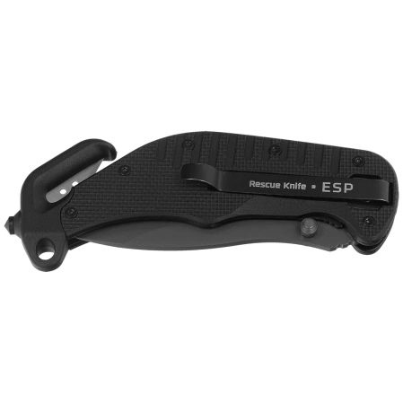 ESP RK-01 Rescue Knife Black PA66 Polyamide, Titanium Gray PVD AUS-8