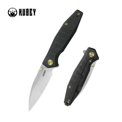 Kubey Whammy Knife Black Titanium, Satin 14C28N by Keanu Alfaro (KU474D)