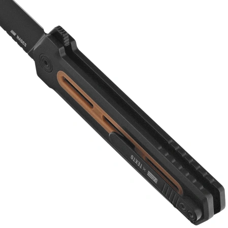 Tekto F4 Echo Zastava Knife Black Aluminum/American Walnut G10, Titanium-Coated CPM S35VN