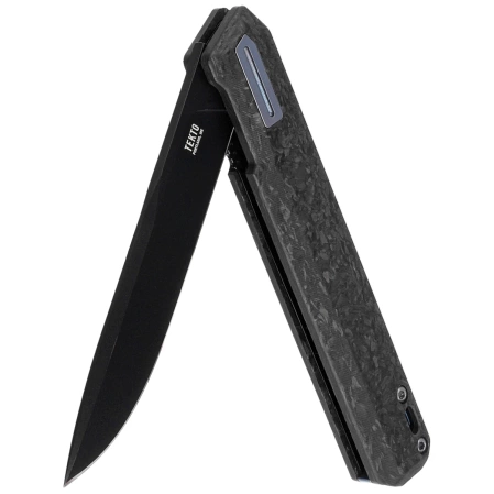 Nóż składany Tekto F2 Bravo Black Forged Carbon Fiber, Blue HW/Clip, Titanium-Coated D2