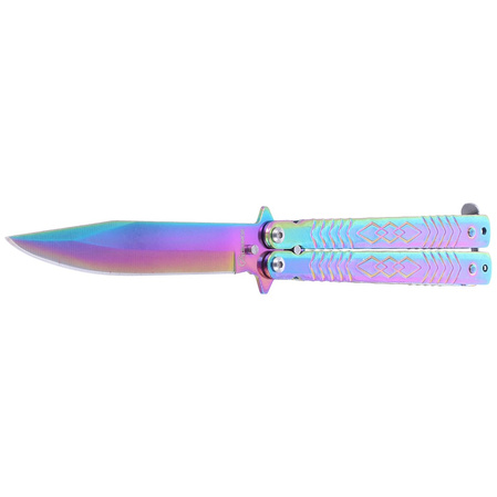 Nóż składany motylek Martinez Albainox Balisong Steel, Rainbow Finish (02193)