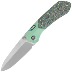 Nóż składany Remette Meteor Green Anodizing Carbon Fiber/Titanium, Pearlescent M390 (RTPT-CL)