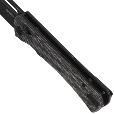 Nóż składany Kubey TBO Black Micarta, Blackwashed 14C28N by Johan Jordaan (KU396D)