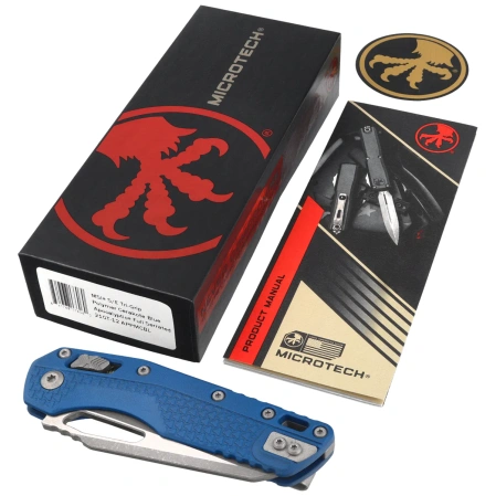 Microtech MSI Ram-Lok S/E Knife Cerakote Blue Tri-Grip Polymer, Apocalyptic F/S M390MK by Tony Marfione (210T-12APPMCBL)