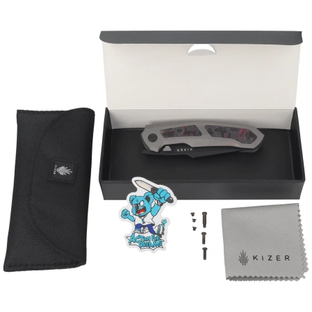 Nóż składany Kizer Feweed Gray Titanium / Purple Haze Fat Carbon, Black Stonewashed S35VN by Vũ Huỳnh Nam Anh (Ki3694A1)
