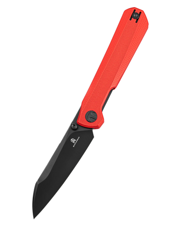 Bestechman Curvee Knife Red G10, Black PVD AEB-L by Ostap Hel (BMK20E)