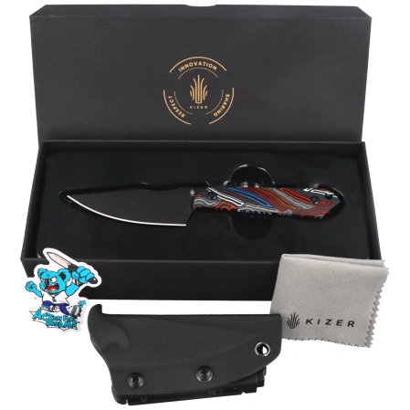 Kizer Mini Harpoon Knife Multicolored G10, Black CPM 3V by Maverick Customs (1040S6)