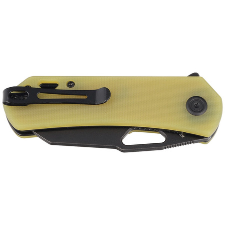 Kubey Knife Duroc Translucent Yellow G10, Black Stonewashed AUS-10 by Colin Maisonpierre (KU332H)