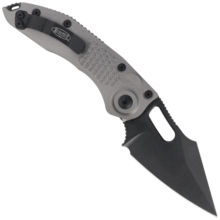Nóż automatyczny Microtech Stitch-A S/E Natural Clear Aluminium, Black Apocalyptic M390 by Borka Blades and Tony Marfione (169-1APNC)