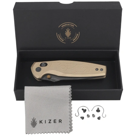 Nóż składany Kizer Khamsin Sand Aluminium, Gray PVD / Stonewashed Nitro-V by Maksim Epifantsev (V3791A1)
