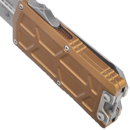 Microtech Exocet II Spartan OTF Knife Tan Aluminum, Apocalyptic M390MK by Tony Marfione (1155-10APTA)