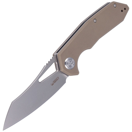Nóż składany Kubey Knife New Vagrant Tan G10, Sandblast AUS-10 (KU291B)