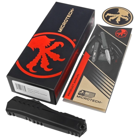 Nóż automatyczny OTF Microtech Cypher II D/E Black Aluminium, Tactical P/S M390MK by Deryk Munroe and Tony Marfione (1242-2T)