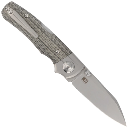 Bestech Tonic Grey Titanium / Black Canvas Micarta, Bead Blast Stonewashed M390 by Colin Maisonpierre Knife (BT2204A)