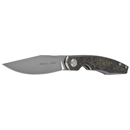 Viper Belone Titanium/Dark Matter Gold Fat Carbon, Satin M390 by Jesper Voxnæs Knife (V5970TIFCG)