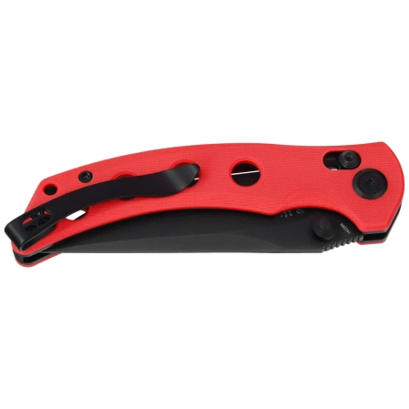 Kubey Hound Knife Red G10, Blackwashed 14C28N by Maksim Tkachuk (KU172E)