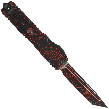 Microtech Ultratech Gen IV T/E Signature OTF Knife Topographic Black-Orange Camo Smooth Aluminum, Topographic Black-Orange Camo M390MK by Tony Marfione (11234-1TPBKORCS)