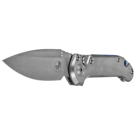 Microtech LUDT Gen III S/E Marfione Select Automatic Knife Stonewashed Slab Side Titanium, Blue HW, Stonewashed M390MK by Tony Marfione (1135-10MS3)